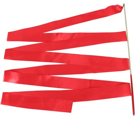 Trimming Shop 4M Gymnastics Ribbon Wand, Satin Dance Streamer for Ballet, Cheerleading, Baton Twirling, Rhythmic Gymnastics & School Performances, Red - 1pc