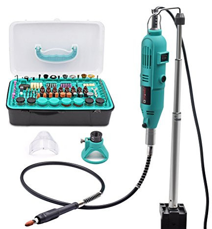 GOXAWEE Rotary Tool Kit with 288 Accessories, 130W Power Multi Tool with 6 Speed 8000-30000RPM, Hold Hanger Stand Clamp, Flexible Drill Shaft, Die Grinder for Drilling, Engraving, Cutting, and DIY