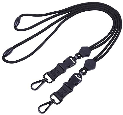 Wisdompro 2 Pack 23 Lanyard with Safety Breakaway Buckle - Black and Black