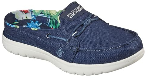 Skechers Femme on-The-go Flex-Salt Water Chaussure Bateau, Bleu Marine, 38.5 EU Étroit