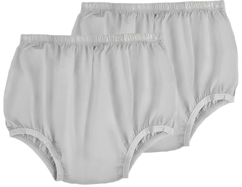Ropa interior a prueba de fugas para adultos para incontinencia, lavable y reutilizable de bajo ruido, cubierta de pañales de plástico de tela ultra fina gris, unisex, 2 unidades (S, gris)