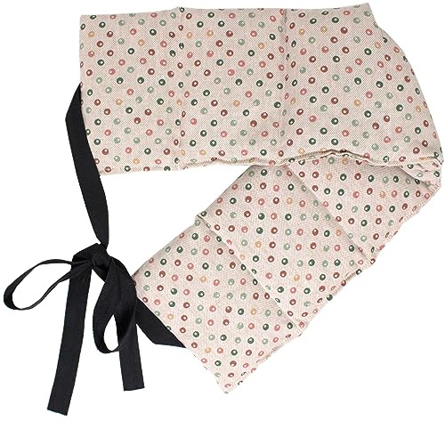 Cuscino termico con semi di uva (65x15cm, Cotone Bio pois, 7 compartimenti con banda da legare) Cuscino riscaldabile per la schiena, lombare, stomaco e molto altro