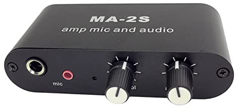 Yuemsh 3.5mm Condenser Microphone Amplifier Headphone Amplifier Music Audio Preamplifier Mixing Board MA-2S