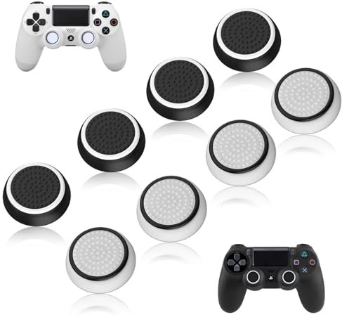 Lot de 8 capuchons de protection pour manette de jeu, embouts de protection pour joystick universels (noir, blanc)