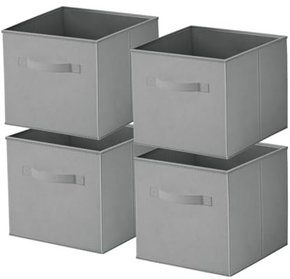 feyiubmen 4er-Packung Aufbewahrungsbox Faltbare, 28 x 28 x 28 cm Aufbewahrungskiste, Aufbewahrungswürfel, Faltbox, Organizer Box für Spielzeug, Kleidung