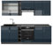 Vicco Küchenzeile Fame-Line, Dunkelblau Hochglanz/Anthrazit, 235 cm, AP Marmor