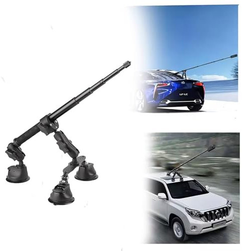 NEWFUN Soporte de Cámara Con Triple Ventosa Para Coche, Kit de Montaje, Palo Selfie 112 cm, Soporte de Techo, Tercera Persona Para Insta360