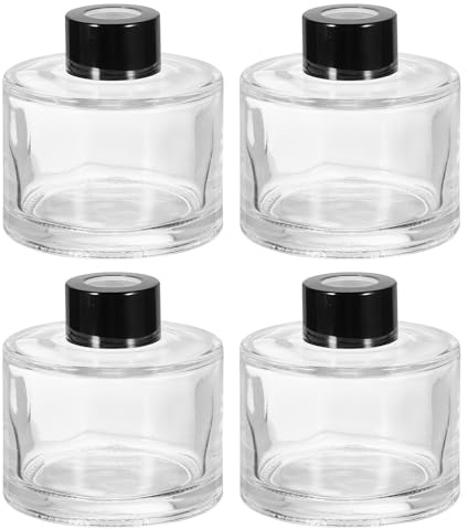 sourcing map 4pcs 120ml/4oz Empty Glass Diffuser Bottle 3 x 2.8 Refillable Fragrance Accessories Aromatherapy Jar Container for Replacement Reed Diffuser DIY Home Bathroom Transparent