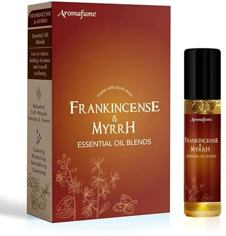 Frankincense and Myrrh Resin Oil Roll-On Blend, 10ml, Aromafume | Made with Commiphora Myrrha & Boswellia Carterii | for Meditation, Spiritual Awakening & Prayer