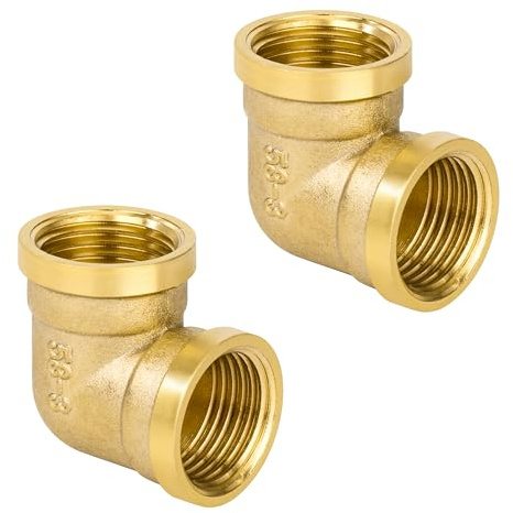 Conector de Tubo de Codo de Latón, 2 Piezas 1/2 Hembra a 1/2 Hembra Rosca Accesorios de Tubería de Codo de 90 Grados para Agua, Conexión, Conversión