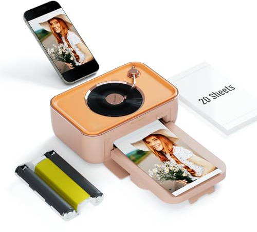 HPRT Photo Printer 4x6,+20 Sheets&1Ribbon Pink, Audio Function Wi-Fi Wireless Photo Printers, Portable Instant Picture Printer for iPhone, Android, Thermal Dye-Sublimation, AR Video Printing