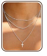Chriscoco 3Pcs Collana Donna Oro Argento Collana Girocollo Donna Placcato Oro 14k Cz Cuore Croce Collane A Strati Choker Catena Serpente Catenina Argento - con Portagioie