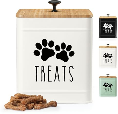 PERFNIQUE Contenedor de golosinas para perros, tarro hermético para golosinas para perros, tarro de galletas para perros para encimera de cocina, contenedor de golosinas para mascotas, almacenamiento