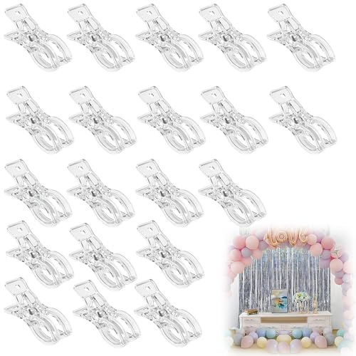 20-Pack Transparent Balloon Clips for Balloon Arch, No Knot Balloon Tie Tool for Garland Supplies, Reusable Fasteners for Wedding Party Decorations