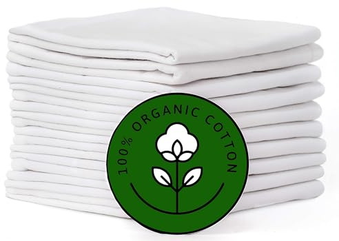 Flour Sack Kitchen Towels |Organic Cotton Blank Towel| Tea Towel Crafting Embroidery|Flat Thick Absorbent Quick Dry | Baking Bread Proofing Breathable Linen Cloth Cover Set of 10, 28 x 28 Inch, White