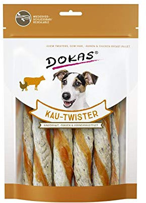 Dokas Kau-Twister Rinderhaut,Pansen&Hühnerbrust | 9X 200g Hundesnack