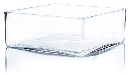 WGV Square Block Glass Vase, Length 10, Height 4, Clear Large Planter Terrarium, Floral Container for Wedding Party Event, Home Office Decor, 1 Piece