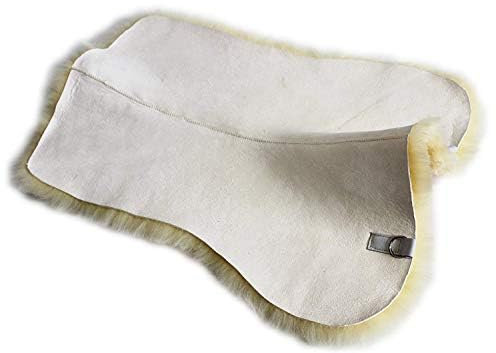 Merauno® Lammwolle Sattelunterlage, aus Qualitäts Merino Lammwolle, für Schabracke, Satteldecke, Sattelpad, Druckentlastung und Klimatisierung. (L(72cm), Natur)