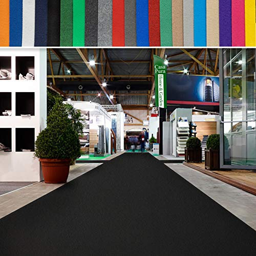 casa pura Messeteppich bis 40 m Länge - schwer entflammbar - Nadelfilz Meterware als Hochzeitsteppich Rollteppich Eventteppich VIP Teppich - Auslegware für Privat & Gewerbe (schwarz, 200x400 cm)