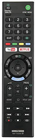 Replacement Sony Remote control RMT-TX300E for Sony Bravia LED LCD TV - No Setup Needed Smart LED LCD TV, Universal Replacement Remote Control for SONY RMT-TX300E with Netflix/YouTube Buttons