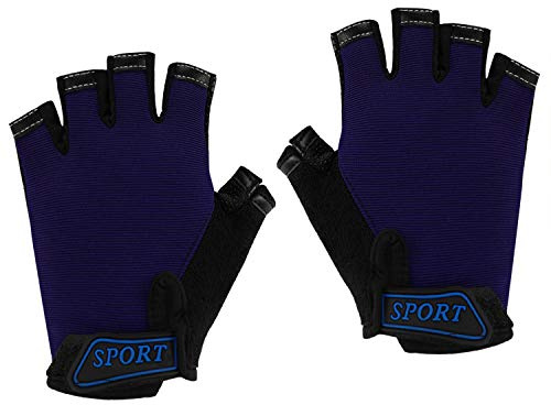 RUIXIA Gants Vélo Enfant Mitaine Fille Garçon Gants Sport Enfant Gants Demi Doigt Gants Cyclisme Antidérapant pour VTT Randonnée