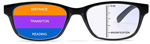 Multi Focus Progressive Multifocal Reading Glasses for Men and Women Lightweight Blue Light Blocking Computer 3 Powers in 1 No Line Readers UV Protection Eyeglasses Anti Glare Eye Strain Eyewear