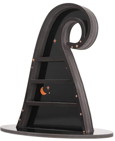 PréSentoir en ÉTagèRe Murale Flottante Style Gothique Chapeau de SorcièRe ÉTagèRes Flottantes ÉTagèRe en Bois pour Cristaux PréSentoir BohèMe