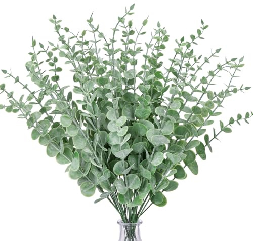 CEWOR 36 Stück Eukalyptus-Stiele Dekoration 35,8 cm Künstliche Eukalyptusblätter Unechte Grünpflanzen Zweige für Hochzeit Mittelstück Blumen Blumenarrangement Bauernhaus Frühling Heimdekoration