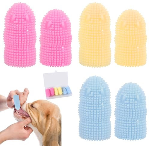 Hundezahnbürste, 6 Stück 360º Pets Zähne Reinigung Zahnbürste Hunde Fingerzahnbürste, Silikon Wiederverwendbar Fingerzahnbürste für Hunde Katzen Zahnpflege