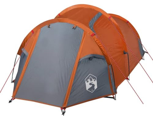 vidaXL Tunnelzelt, Campingzelt für 2 Personen Wasserdicht, Outdoor Zelt mit Abnehmbarem Überzelt, Trekkingzelt Familienzelt Camping, Orange