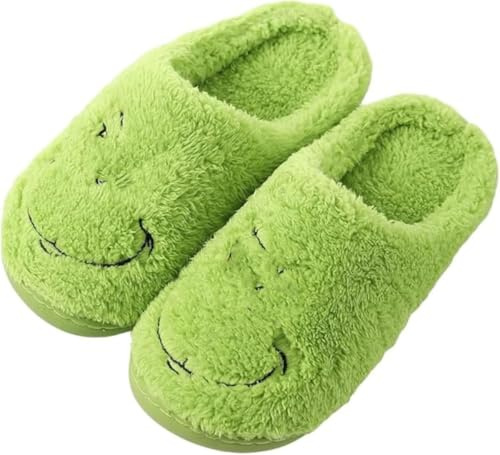ENIXWH Grinch Pantoufles de Noël pour homme et femme en peluche amusante pour l'hiver Chaussons chauds et moelleux (A, Adulte, 43, Numérique (intervalle), Système Taille Chaussures EU, 44, Moyen)