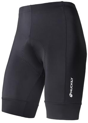 NUCKILY Herren-Radhose mit Polsterung, Fahrradbekleidung, Fahrradhose für Herren, leicht, atmungsaktiv und saugfähig, Schwarz