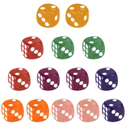 100 Piezas 15.8mm Dados 6 Caras,Juego de Dados,Dados 7 Colores Dados,Teaching Math de Esquina Redondeados Dados Juegos de Mesa