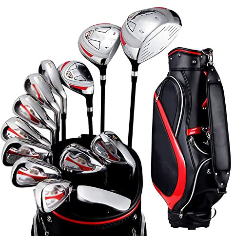 XSDAJSD Herren Golf Set, Golfschläger Set, Golf Standard Tasche und Golfschläger Anfänger Komplettset, Edelstahlschaft, 13 Teile