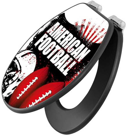banjado Toilettendeckel anthrazit mit Absenkautomatik - WC Sitz mit Absenkautomatik anthrazit - Klodeckel grau - Toilettensitz dunkel - edle Klobrille - American Football