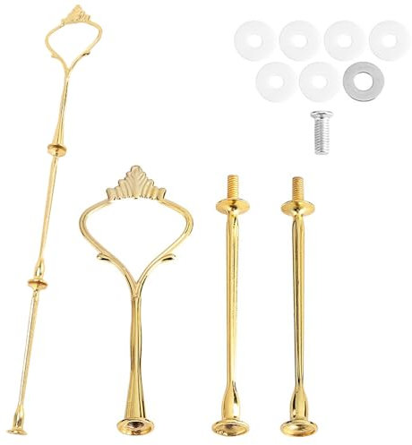 Cake Stand Fittings, Gold Three Tier Cake Stand Display Holder for Tea Party, Wedding, Baby Shower, Hotel & Home Use – Compatible with Standard Plates (1 Pack，Plates Not Included)