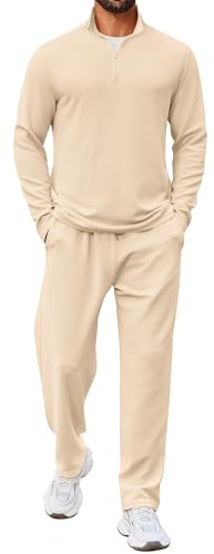 COOFANDY Men's Tracksuits 2 Piece Casual Athletic Sweatsuit Quarter Zip Pullover Long Sleeve Running Sport Outfits