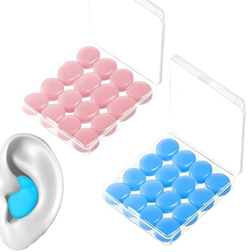 16 paia di tappi per le orecchie in silicone, per dormire, cancellazione del rumore, per viaggi, lavoro e studio, tappi per le orecchie da nuoto, riutilizzabili, impermeabili per adulti e bambini