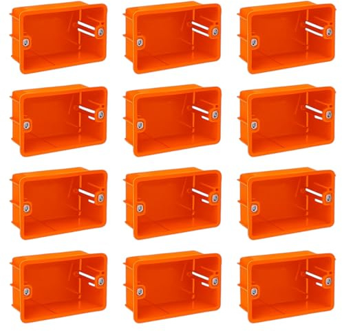 Terryshop74® 12 Cassette da Incasso Arancioni 503 3 Moduli – Scatole Elettriche da Parete per Interruttori e Prese, Scatole di Derivazione e Distribuzione 104x74x53,5 mm