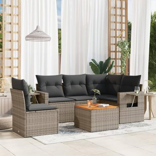 QZZCED Set di divani da giardino con tavolino pieghevole, rattan PE resistente e cuscini sfoderabili per terrazza o patio, mobili da esterno modulari e facile da pulire