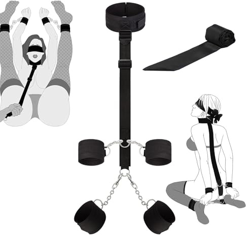 YangShion Kit Bondage e BDSM per Coppia - Giochi Sessuali Hot per Coppia con Manette per Coppia Letto, Collare, Cavigliere e Benda, Sadomaso Accessori Giochi di Coppia