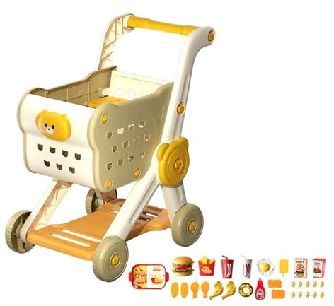 Bffcnl Juego de rol Infantil: Colección de Carritos de Compra, Aprendizaje de Habilidades de Supermercado, Divertido Juego de Simulación, Beige