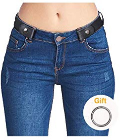 No Buckle Belt for Women Black Elastic Stretch Belt,Invisible Adjustable Belts for Women, Size S