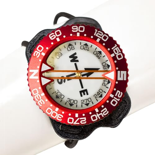 Scuba Choice Diving Deluxe Aluminum Frame Bungee Mount Compass, Red, one size