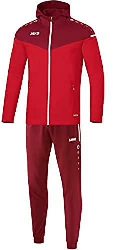 JAKO Herren Trainingsanzug Polyester Champ 2.0 mit Kapuze, Rot/Weinrot, 3XL