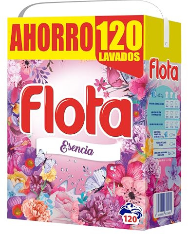 FLOTA | Esencia | Detergente Lavadora en Polvo | Ropa Blanca y de Color | Antimanchas y Antiolores | 120 Lavados