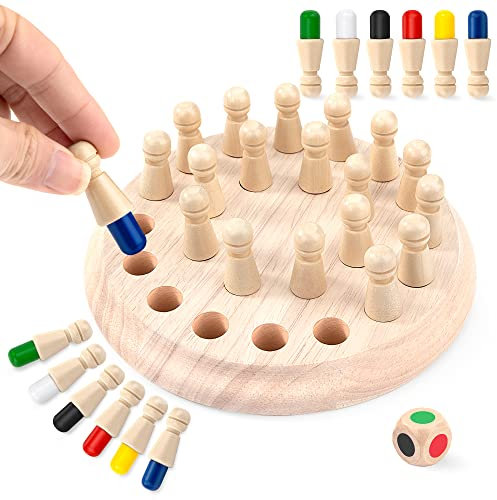 Memory Schach Spielzeug aus Holz, Memory Match Stick Schach Spiel Lernspielzeug Family Tischspiel Brettspiele Gedächtnis Schach für Kinder und Erwachsene