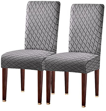 LANSHENG Stuhlhussen 2er Set, Universal Esszimmerstühle Stuhlbezug, Abnehmbar Waschbar Stuhlhussen für Esszimmerstühl, Küche, Restaurants, Hotels (Hellgrau, 2er Set)