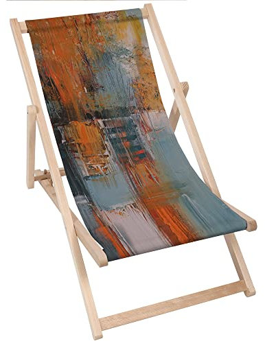 DreamRoots Liegestuhl Klappbar Holz aus Buchenholz, bis 130 kg belastbar, 3-Fach verstellbare Rückenlehne, waschbarer Polyesterbezug