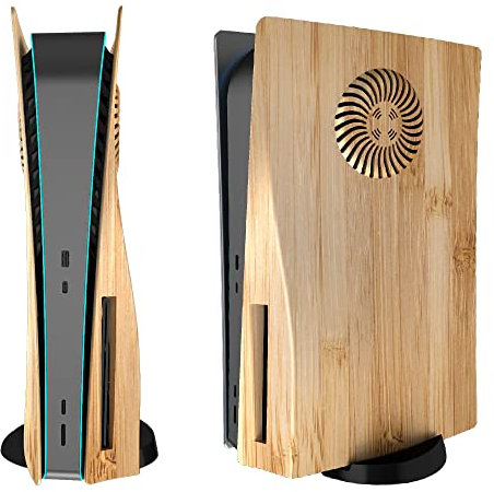 Wedorat Wood Grain Color Plate for PS5 Faceplate Cover, Replacement Plate for PS5 Disc Edition Hard Shell Faceplate Skin Cover Plates ABS Side Plate Wood Grain Color for PS5 Console Controller